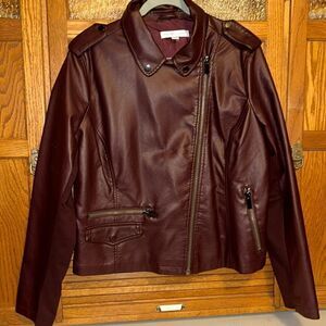 NWT New York & Company PU Leather Jacket Brown